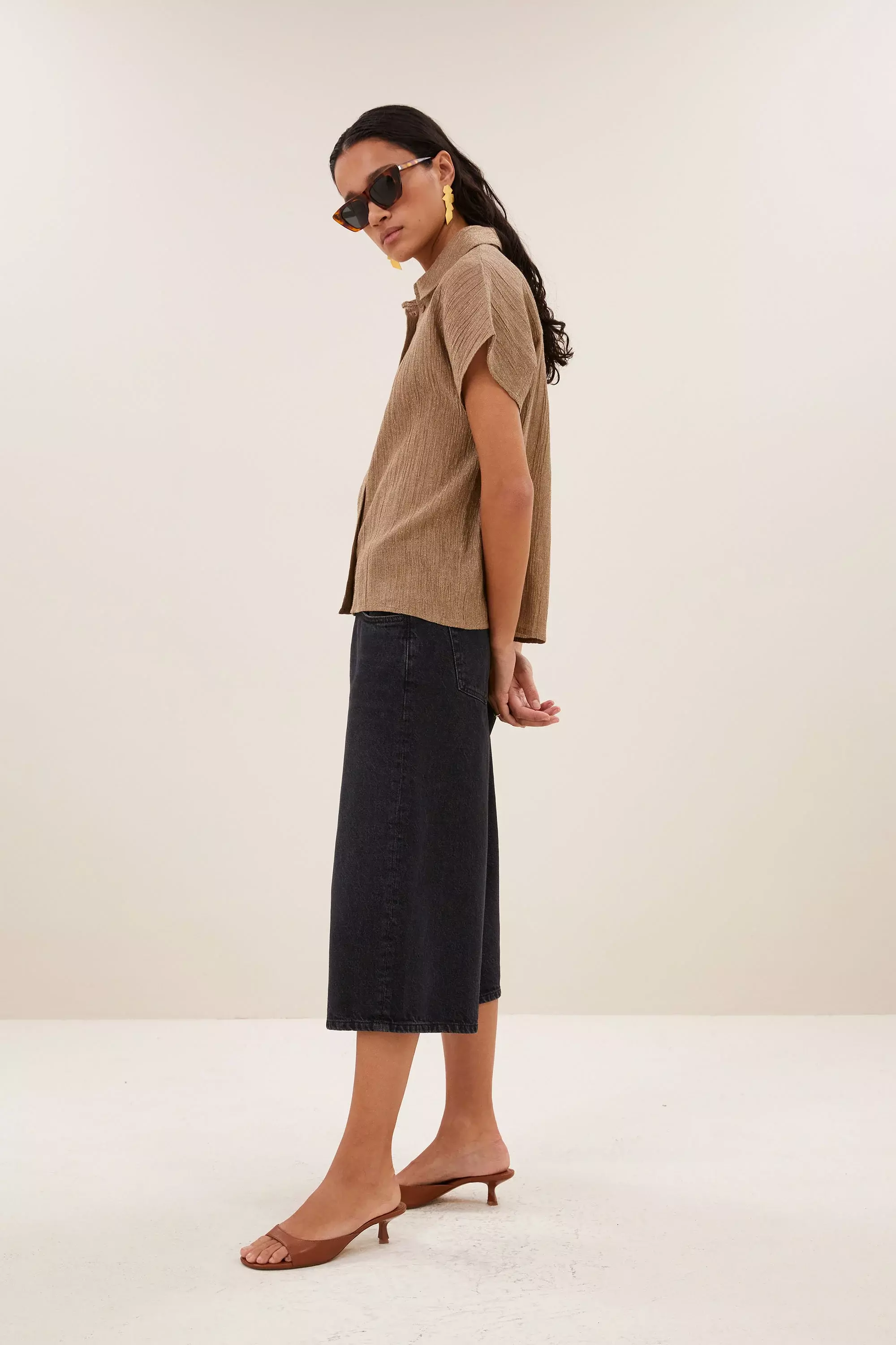 By-Bar Gold Barley Lurex Bluse Damen gold